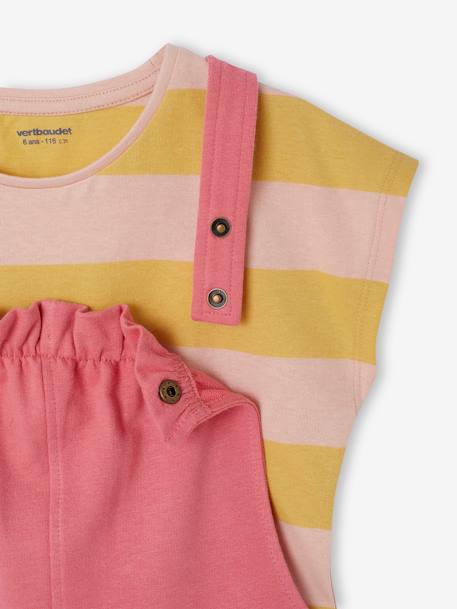 T-shirt and dungaree set for girls rose+sage green - vertbaudet enfant 