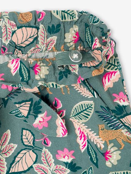 Pantalon fluide imprimé fleurs fille marine+rouge+vert émeraude - vertbaudet enfant 
