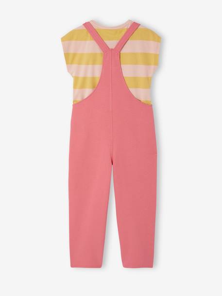 T-shirt and dungaree set for girls rose+sage green - vertbaudet enfant 