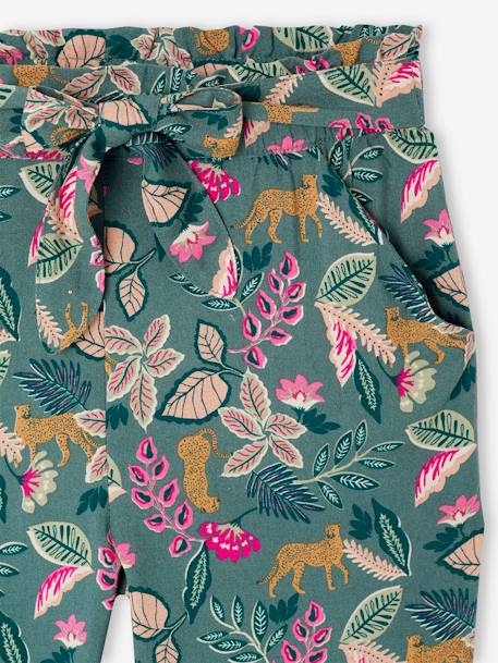 Pantalon fluide imprimé fleurs fille marine+rouge+vert émeraude - vertbaudet enfant 