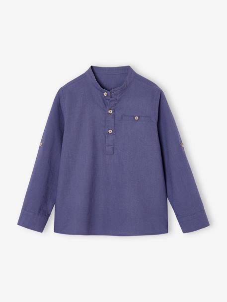 Chemise col Mao personnalisable blanc+bleu ardoise+bleu ciel+vert sauge - vertbaudet enfant 