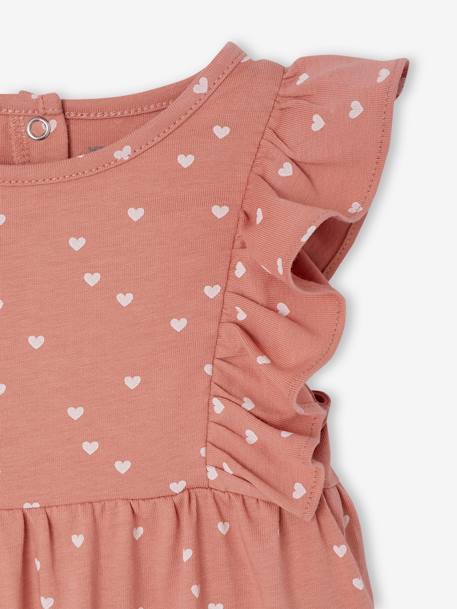 Combishort bébé fille manches volantées écru+rose - vertbaudet enfant 