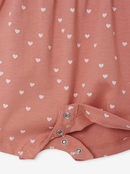 Combishort bébé fille manches volantées écru+rose - vertbaudet enfant 