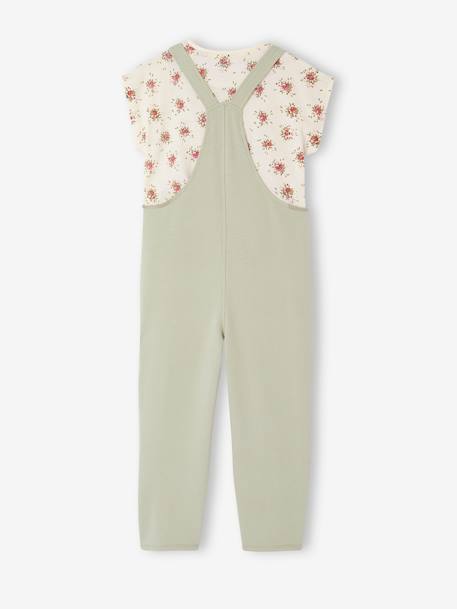 T-shirt and dungaree set for girls rose+sage green - vertbaudet enfant 