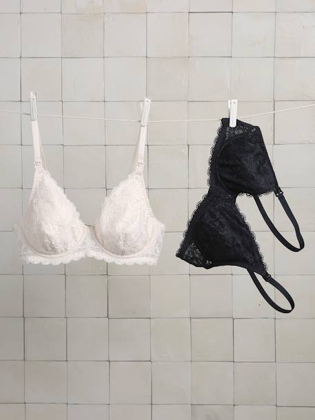 Pack of 2 Underwired Nursing Bras in Lace black - vertbaudet enfant 