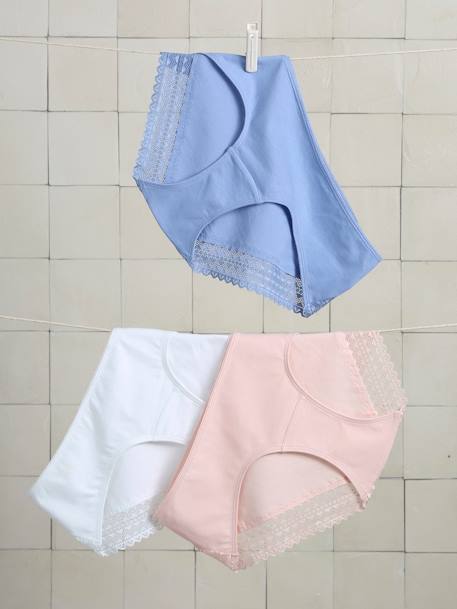 Lot de 3 culottes de grossesse bord dentelle rose - vertbaudet enfant 