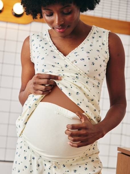 Printed Organic Cotton* Short Pyjamas, Maternity & Nursing ecru - vertbaudet enfant 