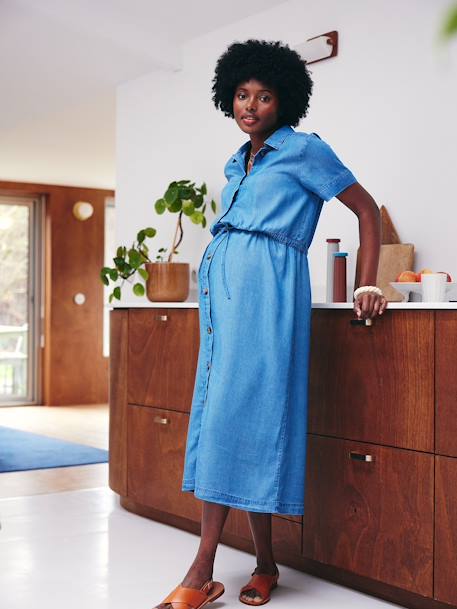 Long Shirt Dress in Lyocell, Maternity & Nursing stone - vertbaudet enfant 