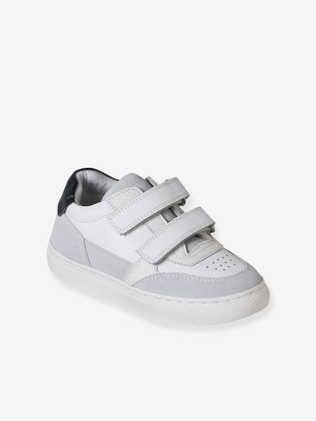 Baskets enfant garçon cuir à scratchs lot blanc - vertbaudet enfant 