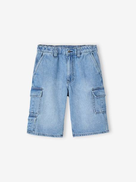 Bermuda skateur denim bleached+denim gris - vertbaudet enfant 