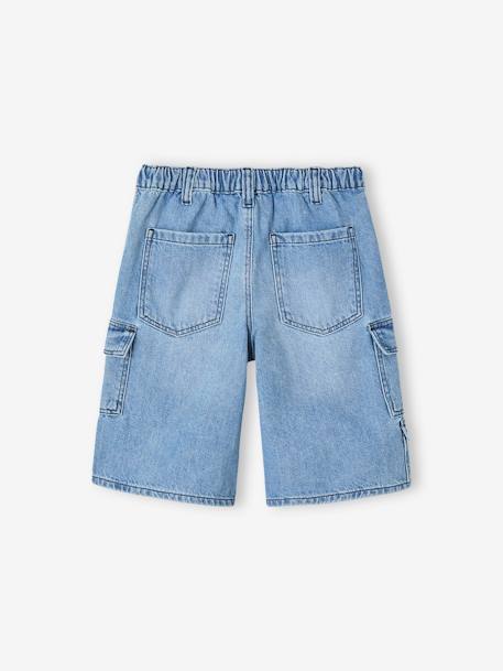 Bermuda skateur denim bleached+denim gris - vertbaudet enfant 