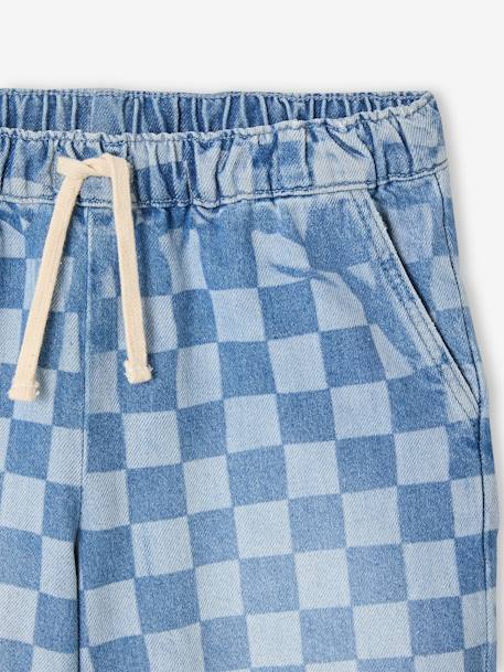 Bermuda motif damier forme loose denim bleached - vertbaudet enfant 