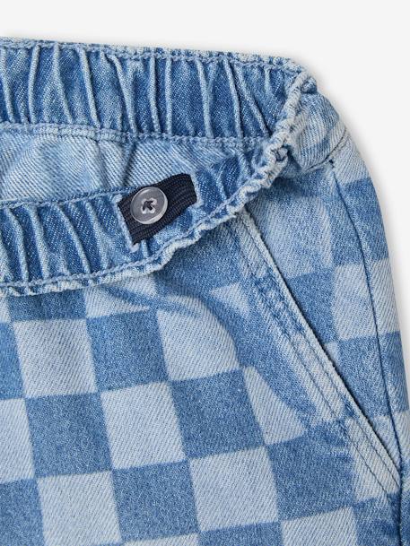 Bermuda motif damier forme loose denim bleached - vertbaudet enfant 