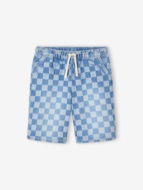 Garçon-Bermuda motif damier forme loose