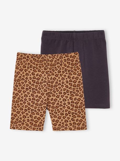 Pack of 2 girls' cycling shorts beige+coral - vertbaudet enfant 