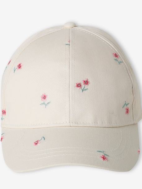 Embroidered Cap for Girls denim blue+ecru - vertbaudet enfant 