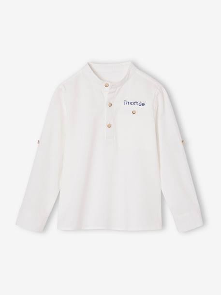 Chemise col Mao personnalisable blanc+bleu ardoise+bleu ciel+vert sauge - vertbaudet enfant 