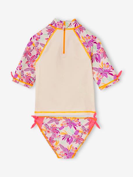 Swim Set: UV-Protection T-Shirt & Briefs for Girls ecru - vertbaudet enfant 