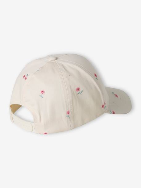 Embroidered Cap for Girls denim blue+ecru - vertbaudet enfant 