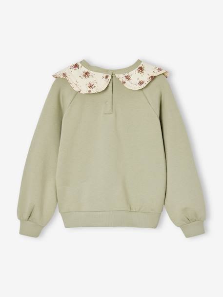 Sweat col fantaisie imprimé fille vert sauge - vertbaudet enfant 