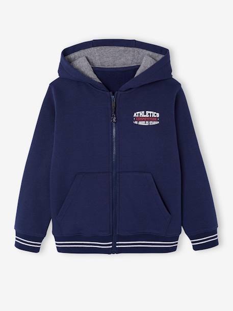Sweat garçon zippé à capuche sport marine+rouge - vertbaudet enfant 