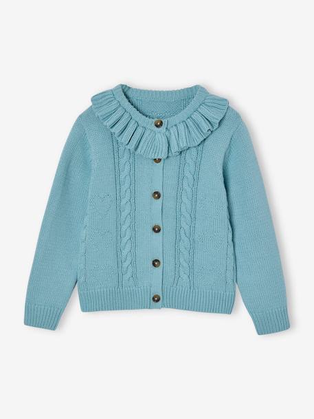 Girl's ruffled cardigan sky blue - vertbaudet enfant 