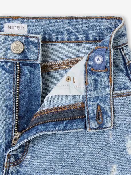 Short en jean effet usé fille bleu moyen - vertbaudet enfant 