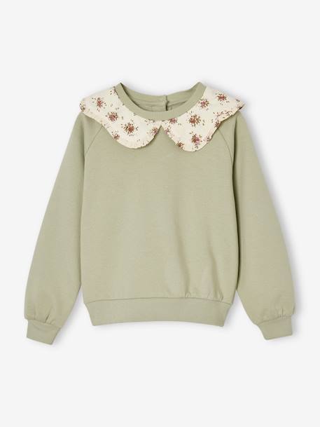 Girls' printed fancy sweatshirt sage green - vertbaudet enfant 