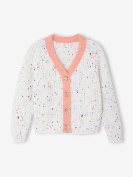 Girls' V-neck fancy knit cardigan multicoloured - vertbaudet enfant 
