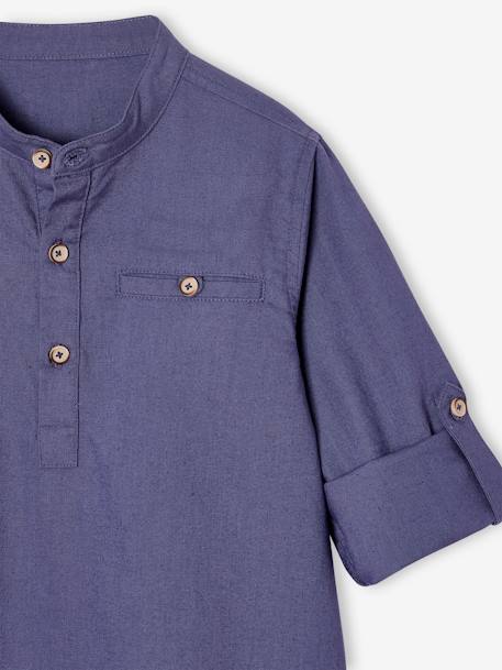 Chemise col Mao personnalisable blanc+bleu ardoise+bleu ciel+vert sauge - vertbaudet enfant 