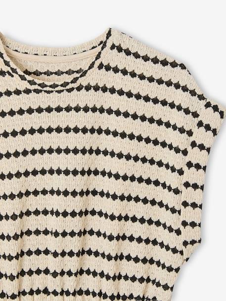 Fancy Openwork Knit Dress for Girls, JONEN striped black - vertbaudet enfant 