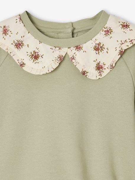 Sweat col fantaisie imprimé fille vert sauge - vertbaudet enfant 
