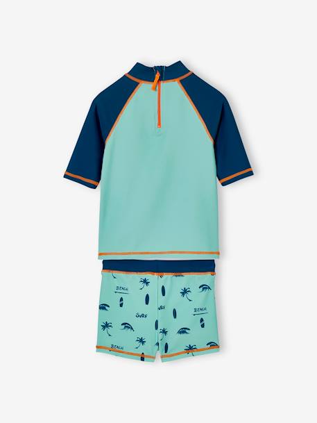 UV-Protection T-Shirt & Shorts Swim Set for Boys petrol blue - vertbaudet enfant 