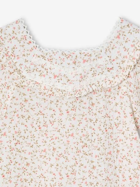 Floral cotton gauze ceremony blouse for girls printed pink - vertbaudet enfant 