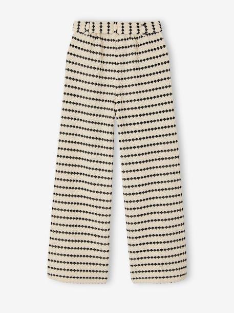 Fancy Knitted Wide-Leg Trousers for Girls, by JONEN black+striped black - vertbaudet enfant 