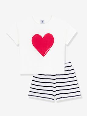 Fille-Pyjama, surpyjama-Pyjama short enfant imprimé coeur