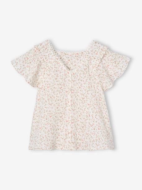 Floral cotton gauze ceremony blouse for girls printed pink - vertbaudet enfant 