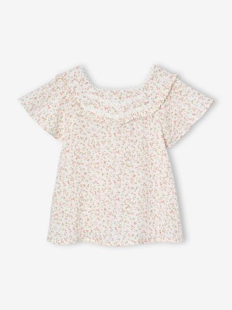 Floral cotton gauze ceremony blouse for girls printed pink - vertbaudet enfant 