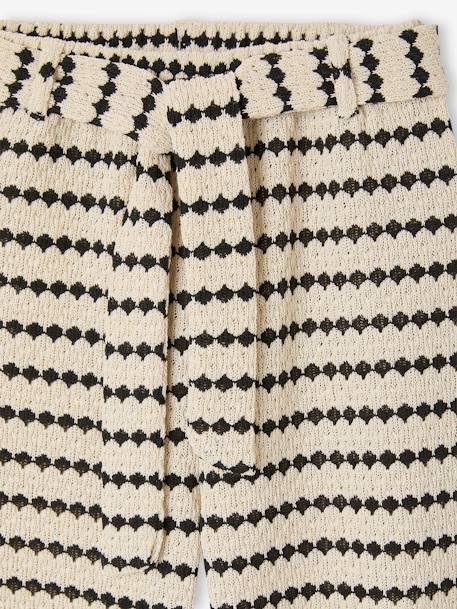 Fancy Knitted Wide-Leg Trousers for Girls, by JONEN black+striped black - vertbaudet enfant 