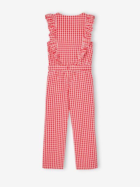 Gingham print frill romper for girls chequered red - vertbaudet enfant 