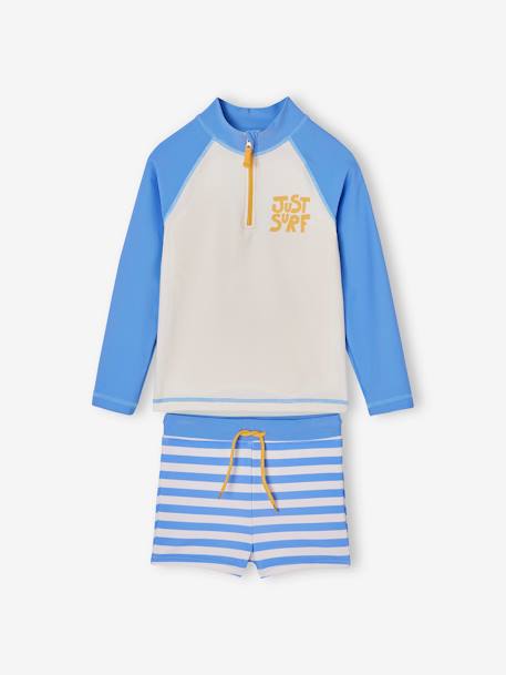 UV-Protective Swim T-Shirt & Shorts Set for Boys blue - vertbaudet enfant 