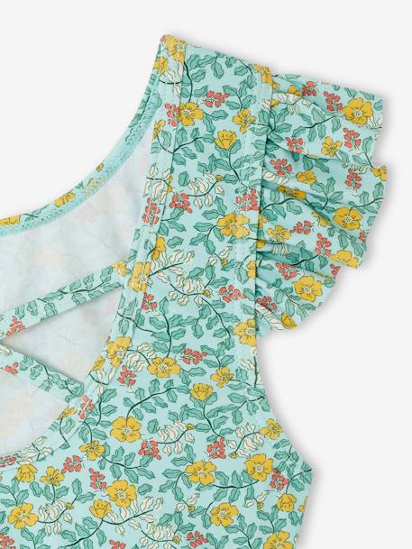 Floral Two-Piece Swimsuit for Girls sky blue - vertbaudet enfant 
