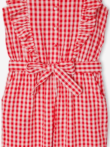 Gingham print frill romper for girls chequered red - vertbaudet enfant 