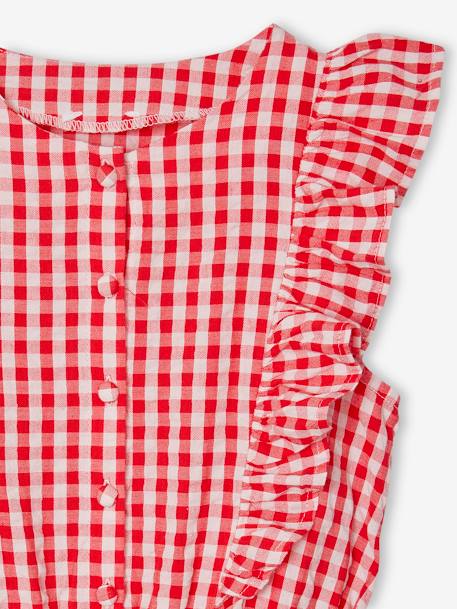 Gingham print frill romper for girls chequered red - vertbaudet enfant 