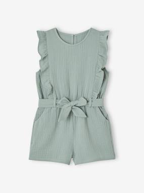 -Combishort fille gaze de coton à volants