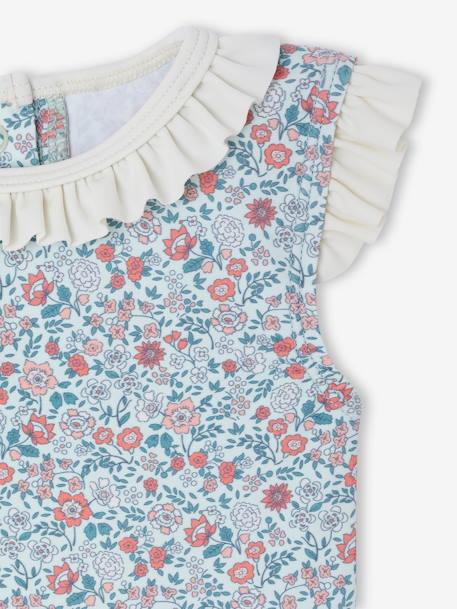 One-Piece Swimsuit, Fastens at Back, for Baby Girls sage green - vertbaudet enfant 