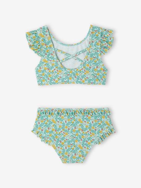 Floral Two-Piece Swimsuit for Girls sky blue - vertbaudet enfant 