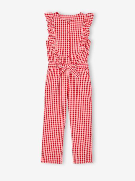Gingham print frill romper for girls chequered red - vertbaudet enfant 
