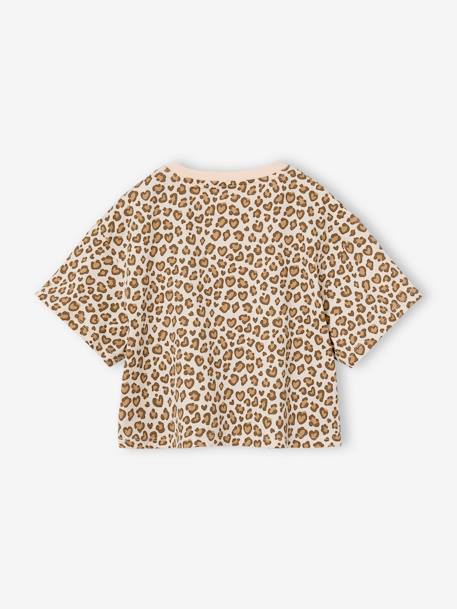 T-shirt fille cropped manches courtes beige+écru+rose poudré - vertbaudet enfant 