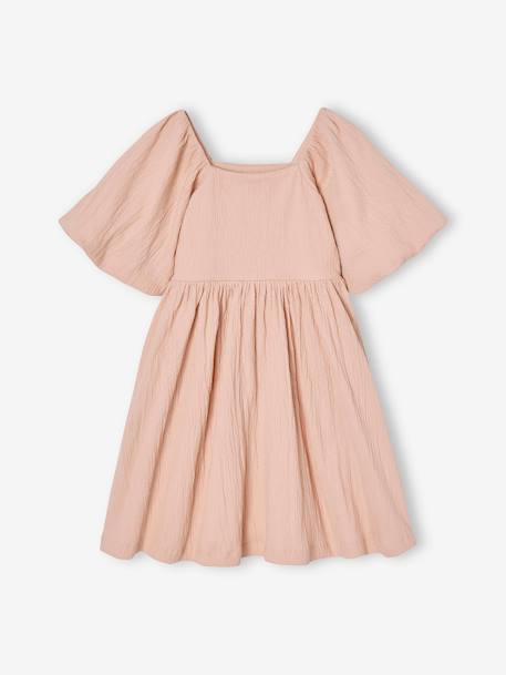 Occasion Wear Dress in Relief Fabric with Smocking for Girls pale pink - vertbaudet enfant 